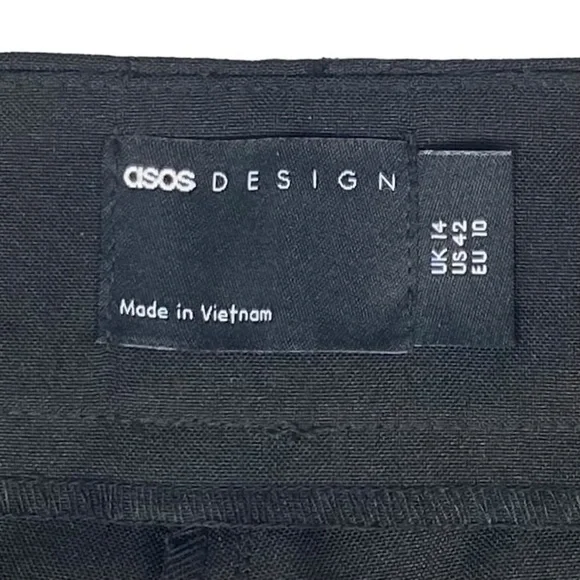 Asos Design Women’s Black Cropped High-Rise Pants, Front Seam, EUC, Size 14 - Picture 4 of 14